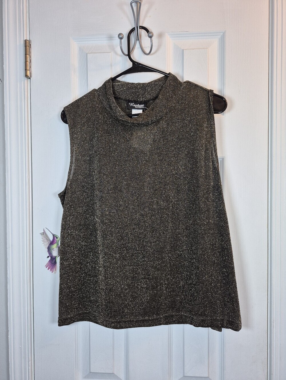 Vintage Rapture Apparel M Gold Metallic Mock Neck Top Party Summer Ceremony